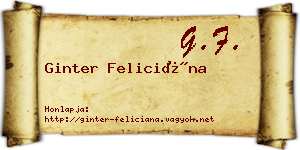 Ginter Feliciána névjegykártya